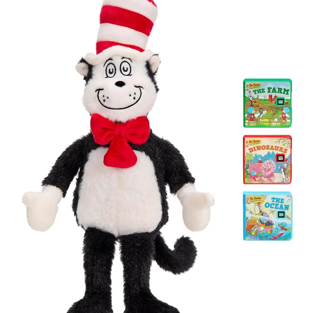 New With Tags! Little Tikes Story Dreamers Cat in the Hat Plush & Book Set